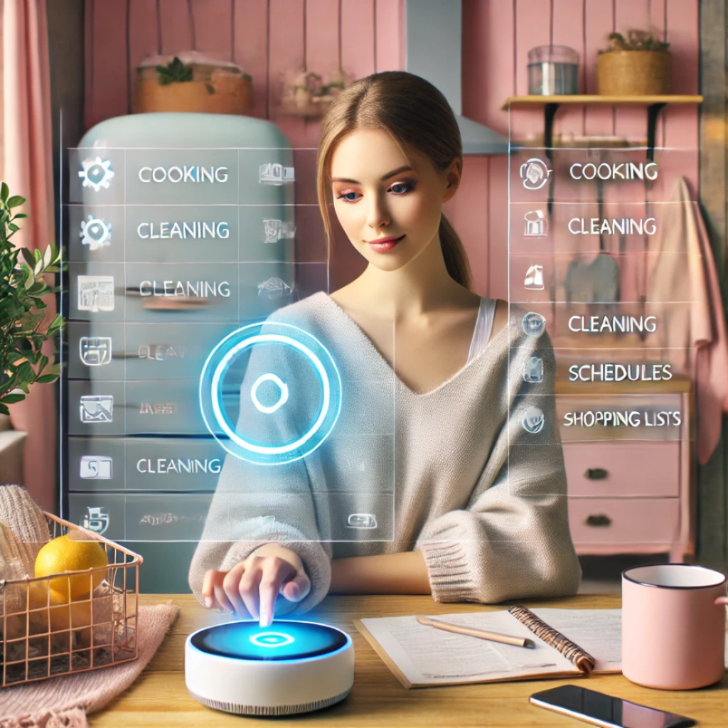 AI empowering women in household management infographic