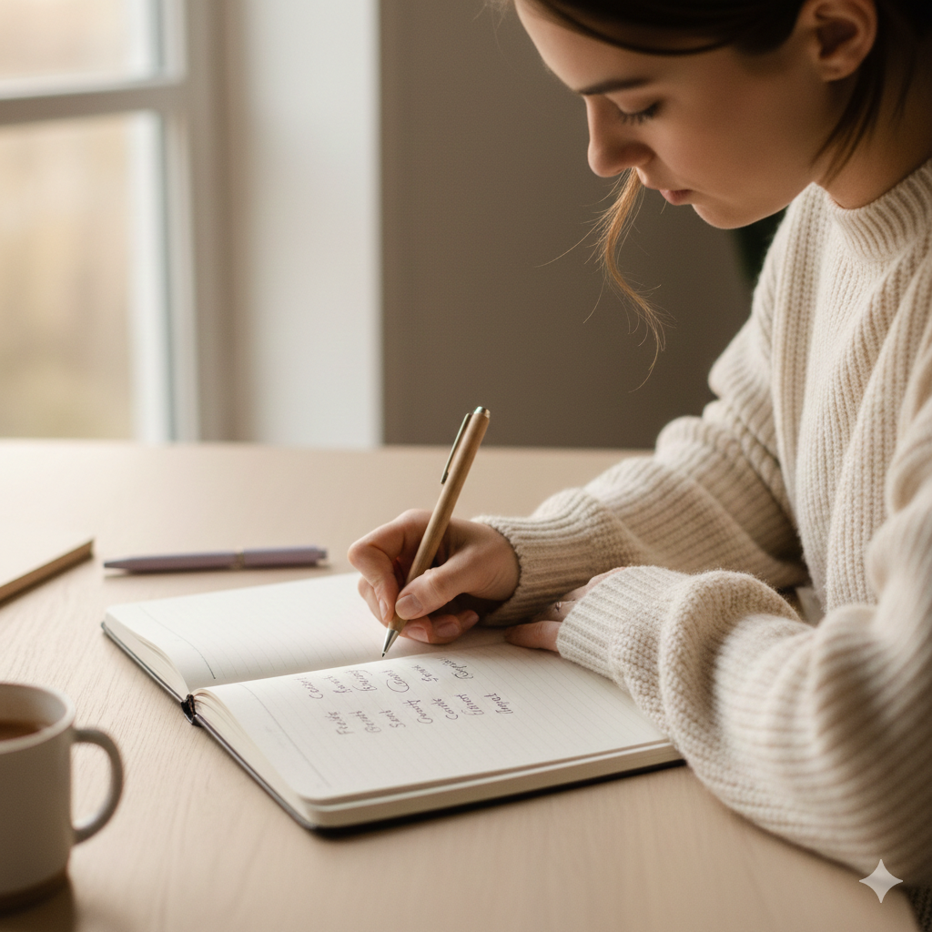 a woman write for Peaceful mindset